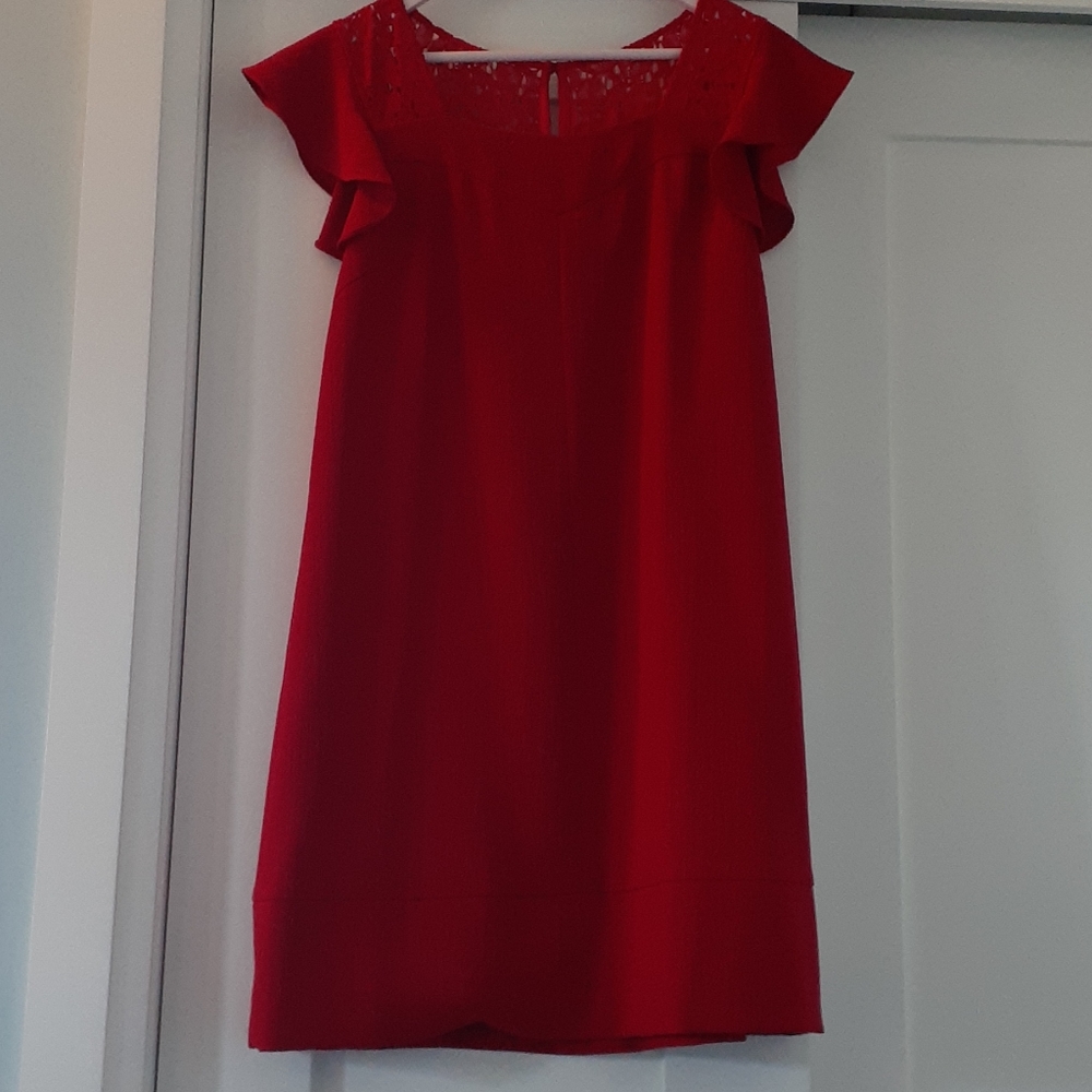 & Anthropologie HD Paris red ruffle & lace dress - Picture 2 of 8